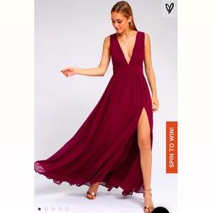 Lulus Heavenly Hues Burgundy Maxi Dress